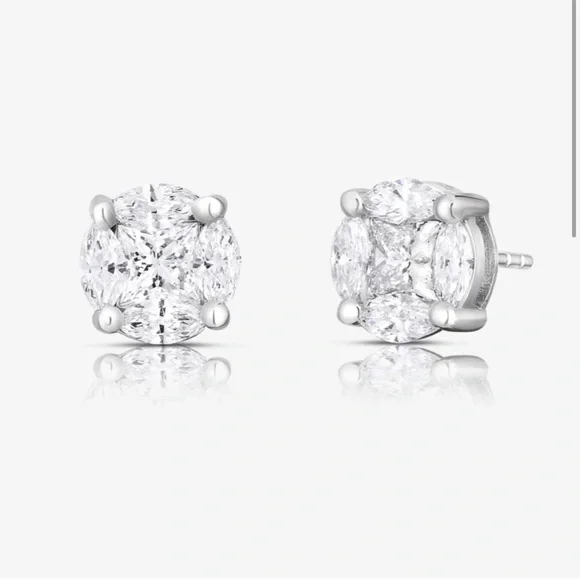Ring concierge round illusion diamond studs size M - Picture 1 of 5